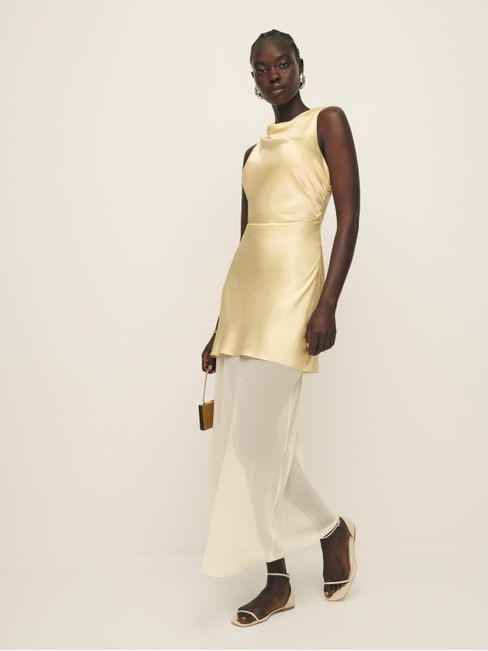 Nwt Reformation Logan Silk Dress In Blonde / Size 2